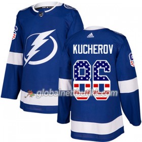 Tampa Bay Lightning Hockeydrakt Nikita Kucherov 86 2017-2018 USA Flag Fashion Blå Adidas Authentic - Herre